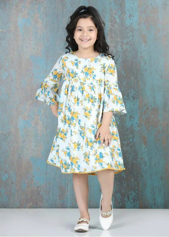 Janvi Posy White Cotton Dress Girl (2 to 9 Years)