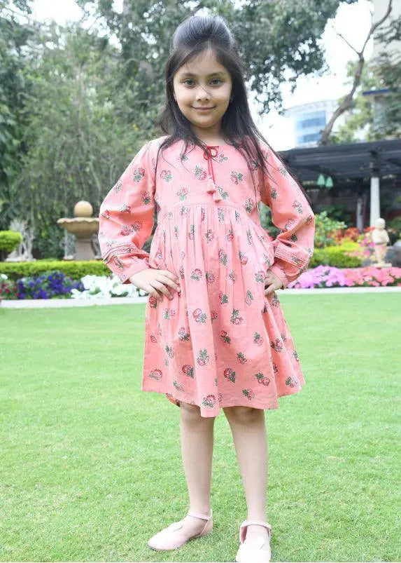Pansy Peach Cotton Dress Girl (2-9 Years)