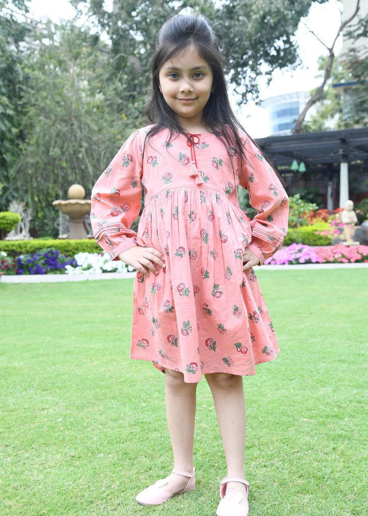 Pansy Peach Cotton Dress Girl (2-9 Years)