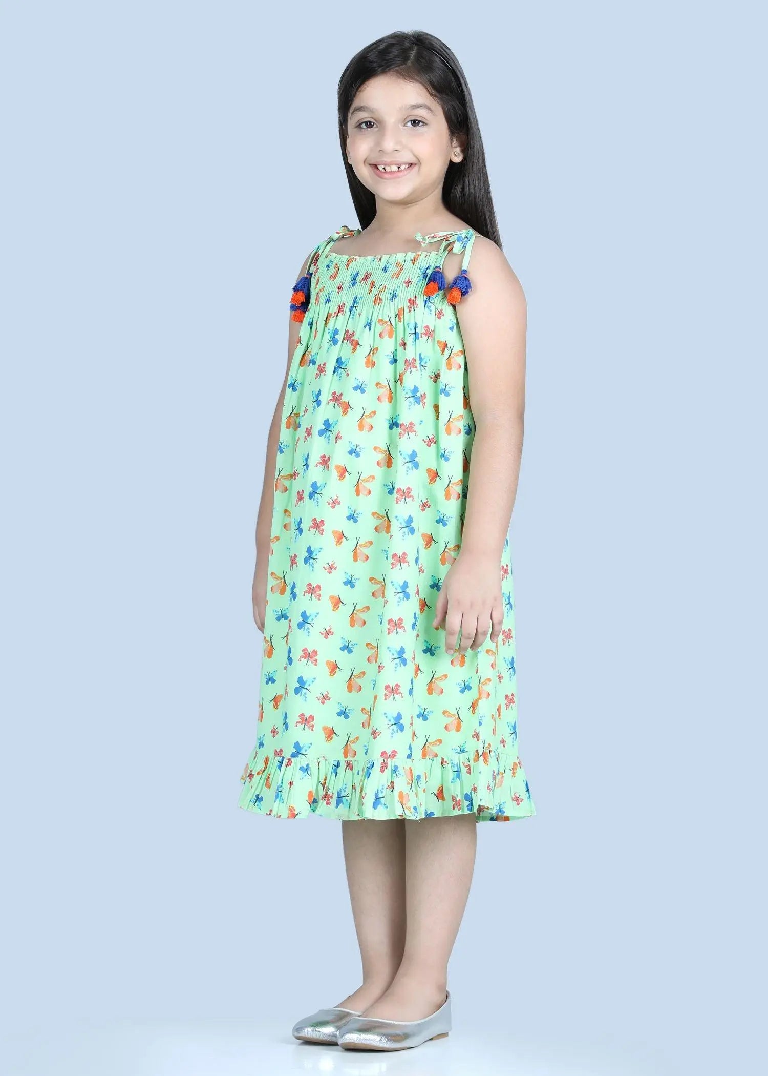 Twinkle Green Cotton Dress Butterfly (6 Months to 9 Yrs)