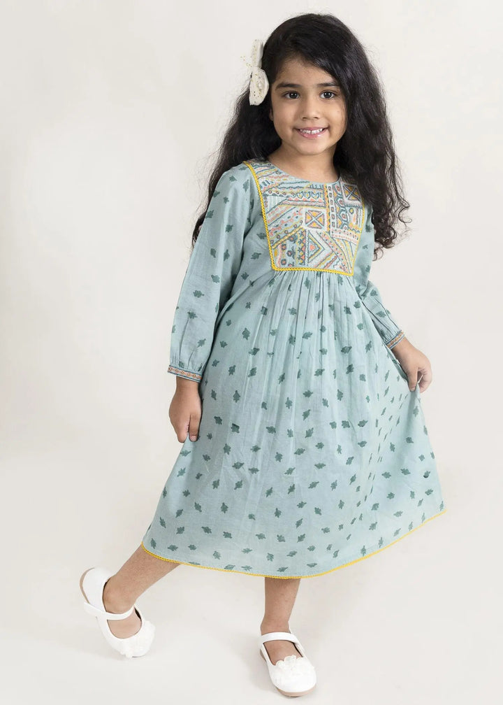 Ruby Patti Green Cotton Dress Girl (2Years to 14 Years)