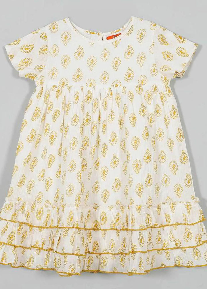 Dahla Yellow Paisley Cotton Crepe Dress Girl (2-9 Years)