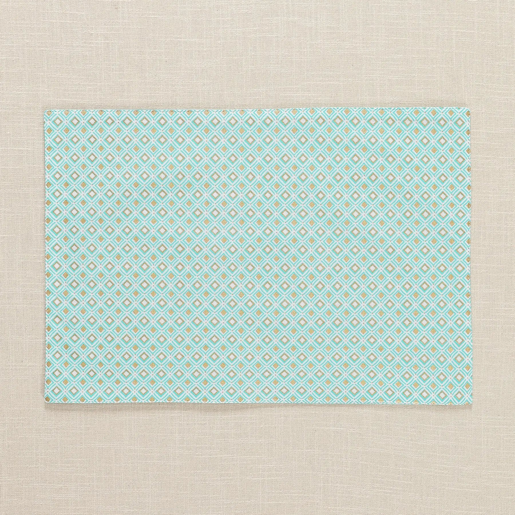 Geo Gold & Light Green Cotton Table Mat Set of 6