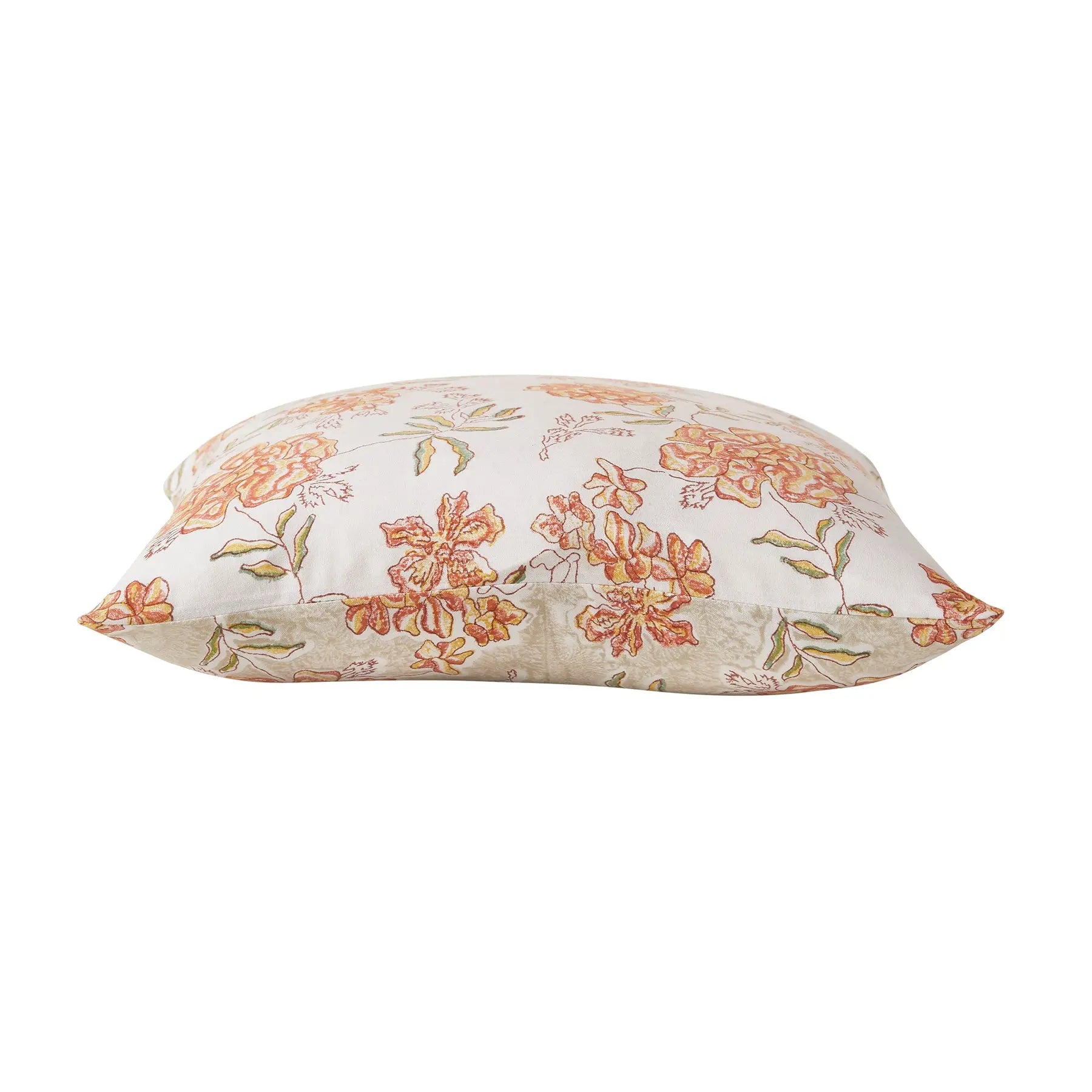 Vintage Yellow & Brown Hand Block Print Cotton Cushion Cover