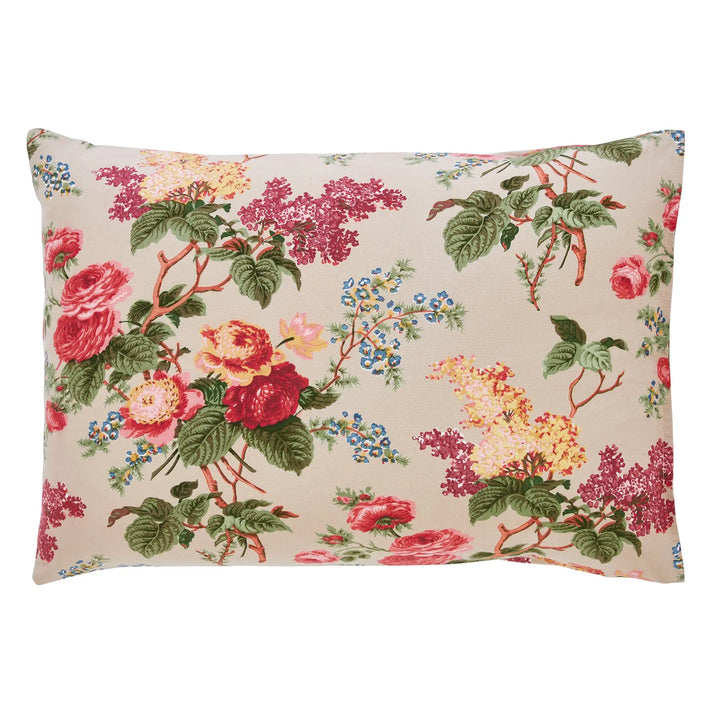 28 Flower Stripes Brown Hand Screen Print Cotton Pillow Cover