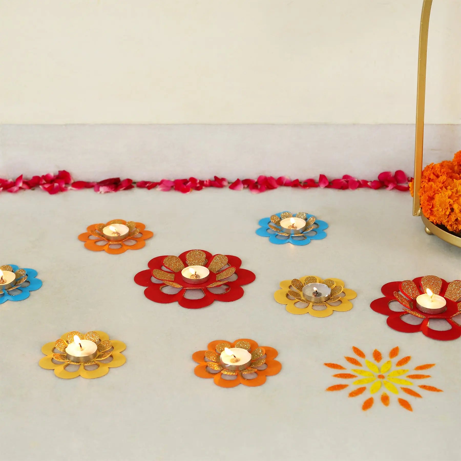 Multi Handmade Paper Floor Décor in Marigold