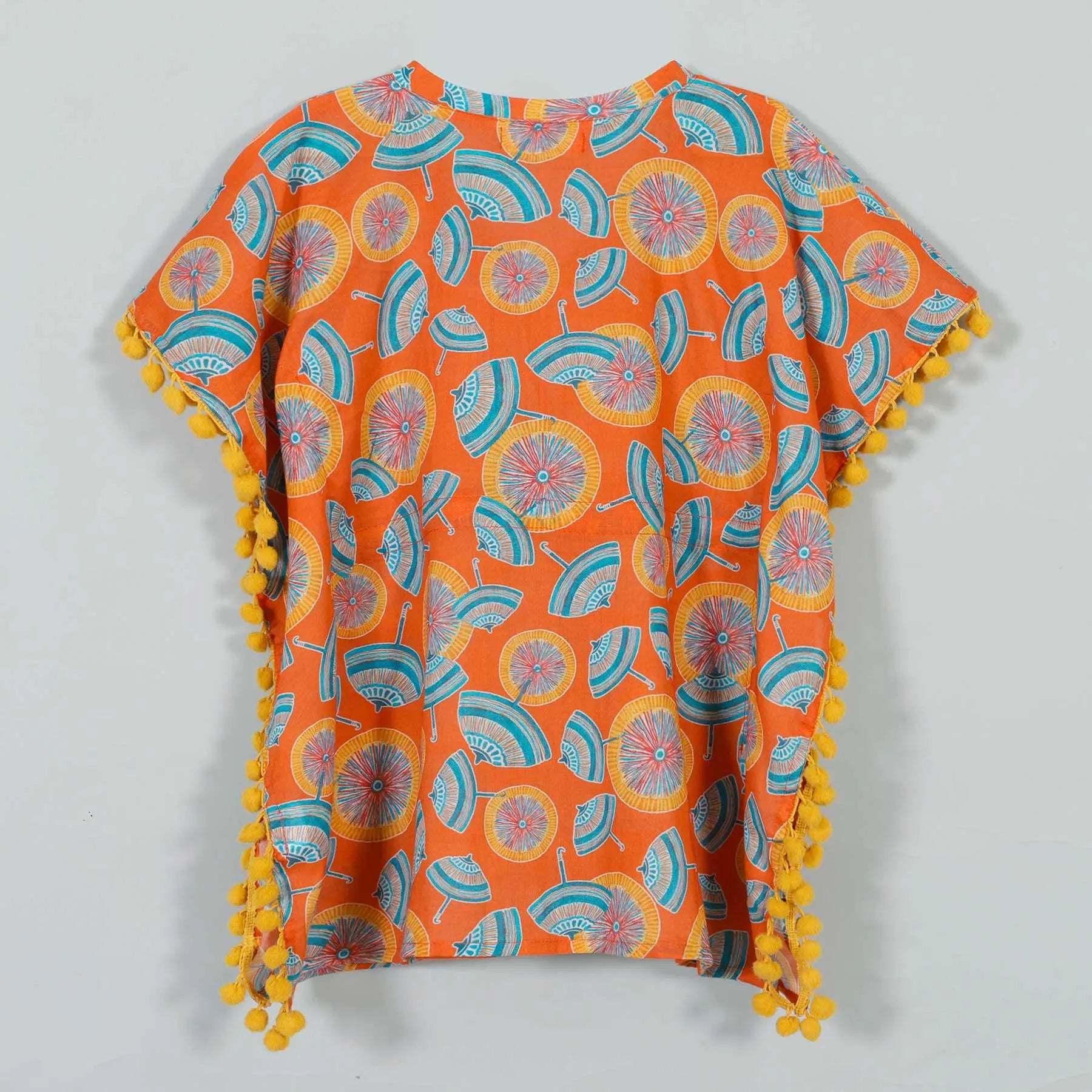 Umbrella Orange Cotton Kaftan Girl (2-14 Years)