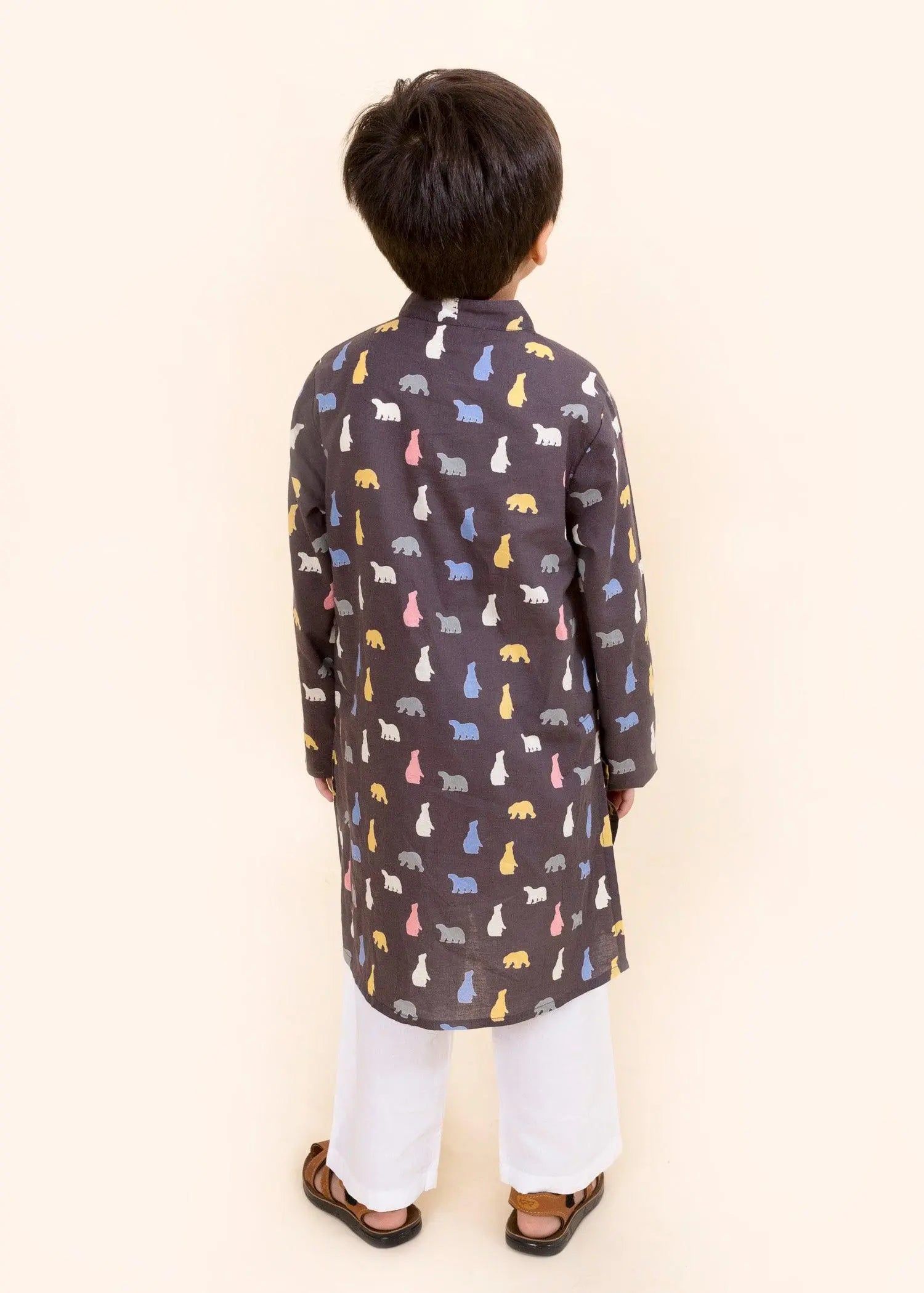Bear Brown Cotton Kurta Boy (6 Months to 12 Years)