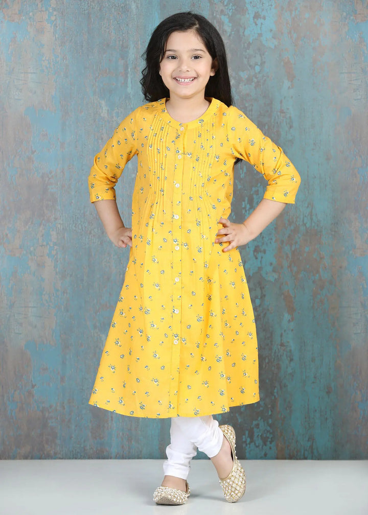 Soumya Bloom Yellow Cotton Kurta Girl (2-12 Years)