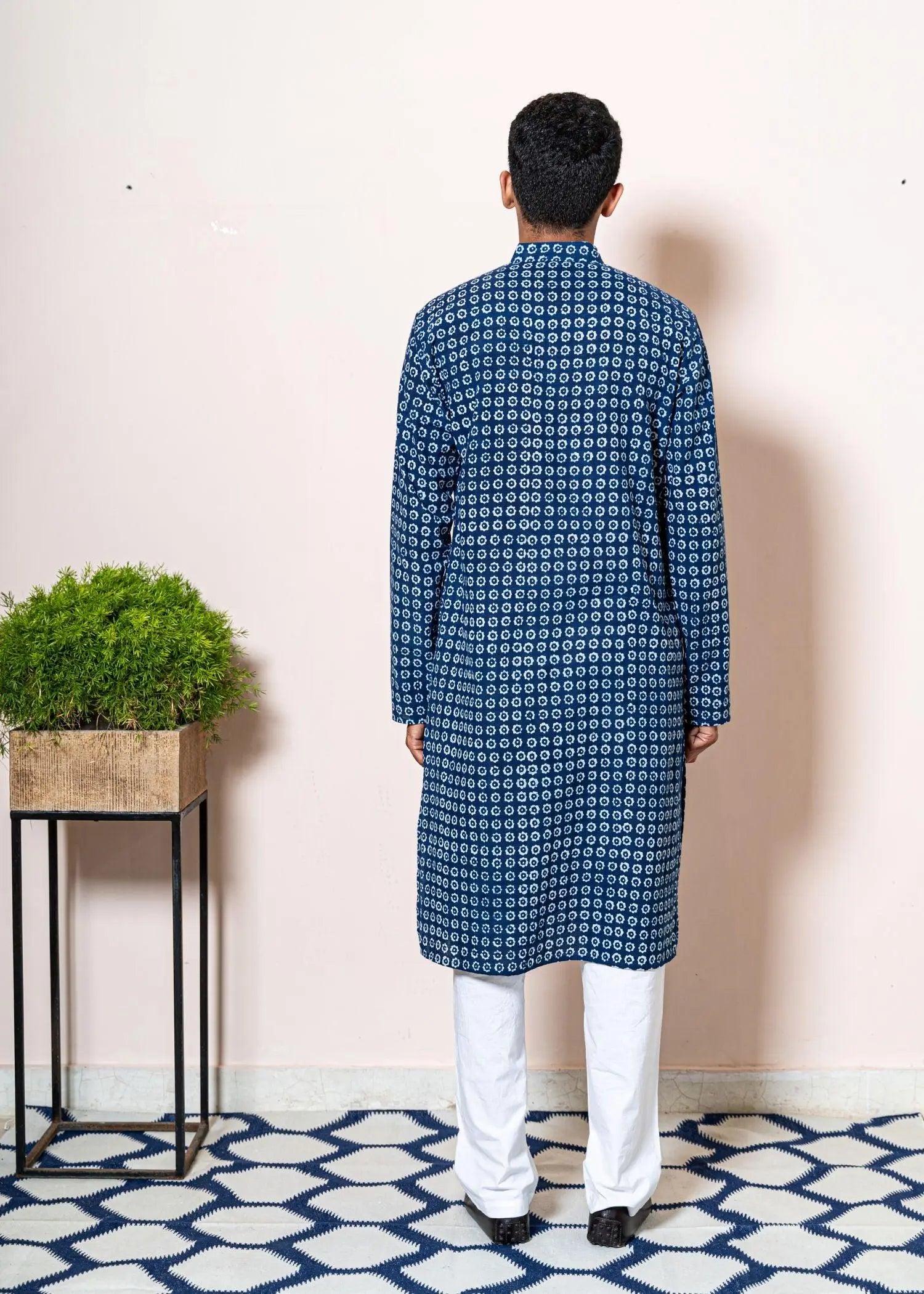 Chakri Indigo Cotton Full sleeve Kurta