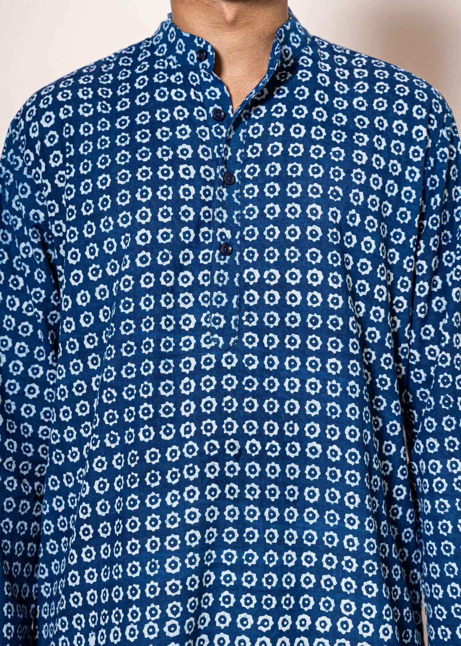 Chakri Indigo Cotton Full sleeve Kurta