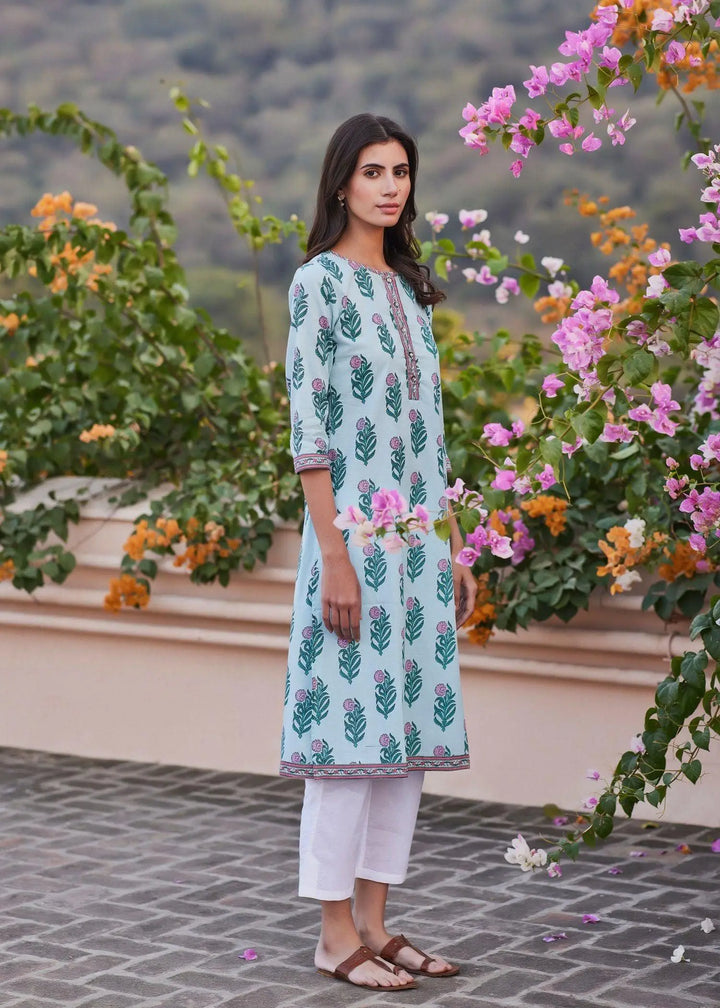 Upasana Blue Cotton Kurta