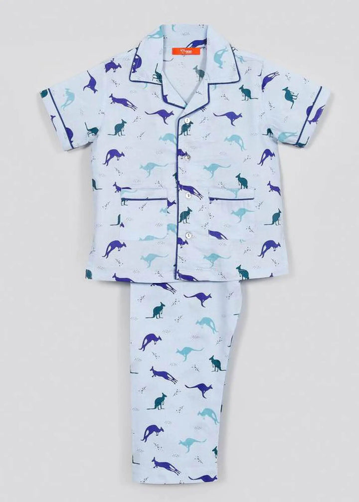 Kanga Blue Cotton Half Sleeve Nightsuit Boy (0-12 Years)