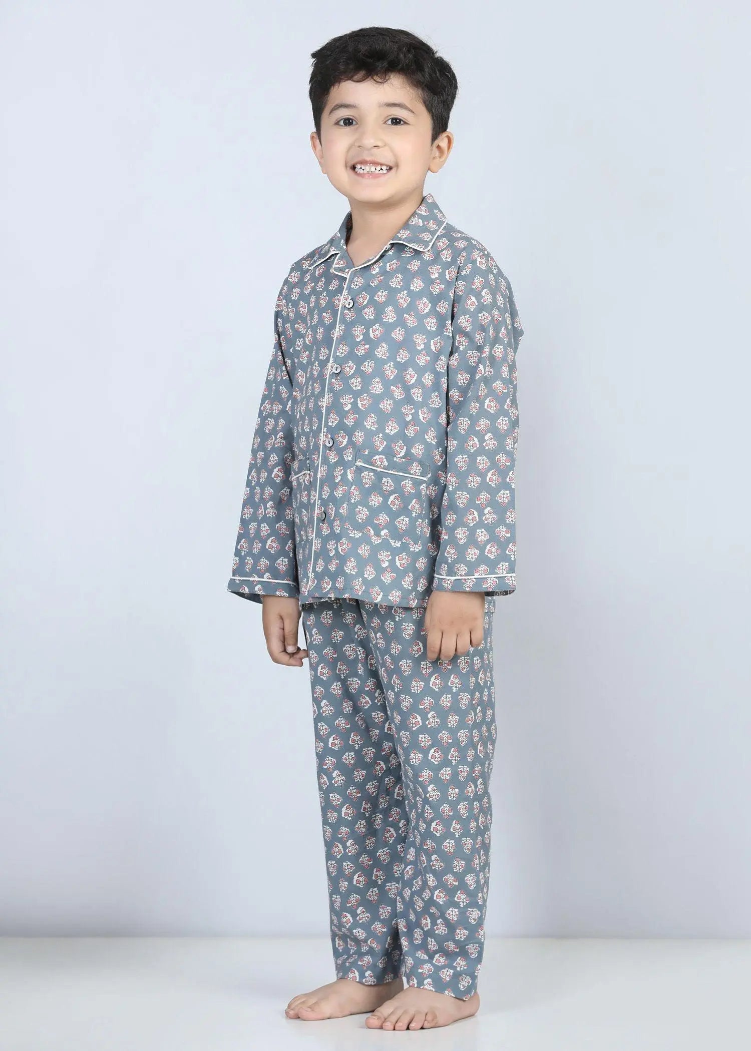 Iris Grey Full Sleeve Cotton Night Suit Boy (1-12 Years)