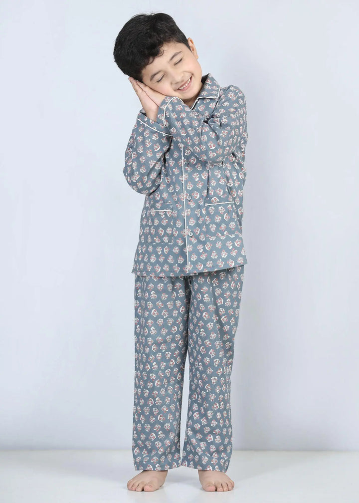 Iris Grey Full Sleeve Cotton Night Suit Boy (1-12 Years)
