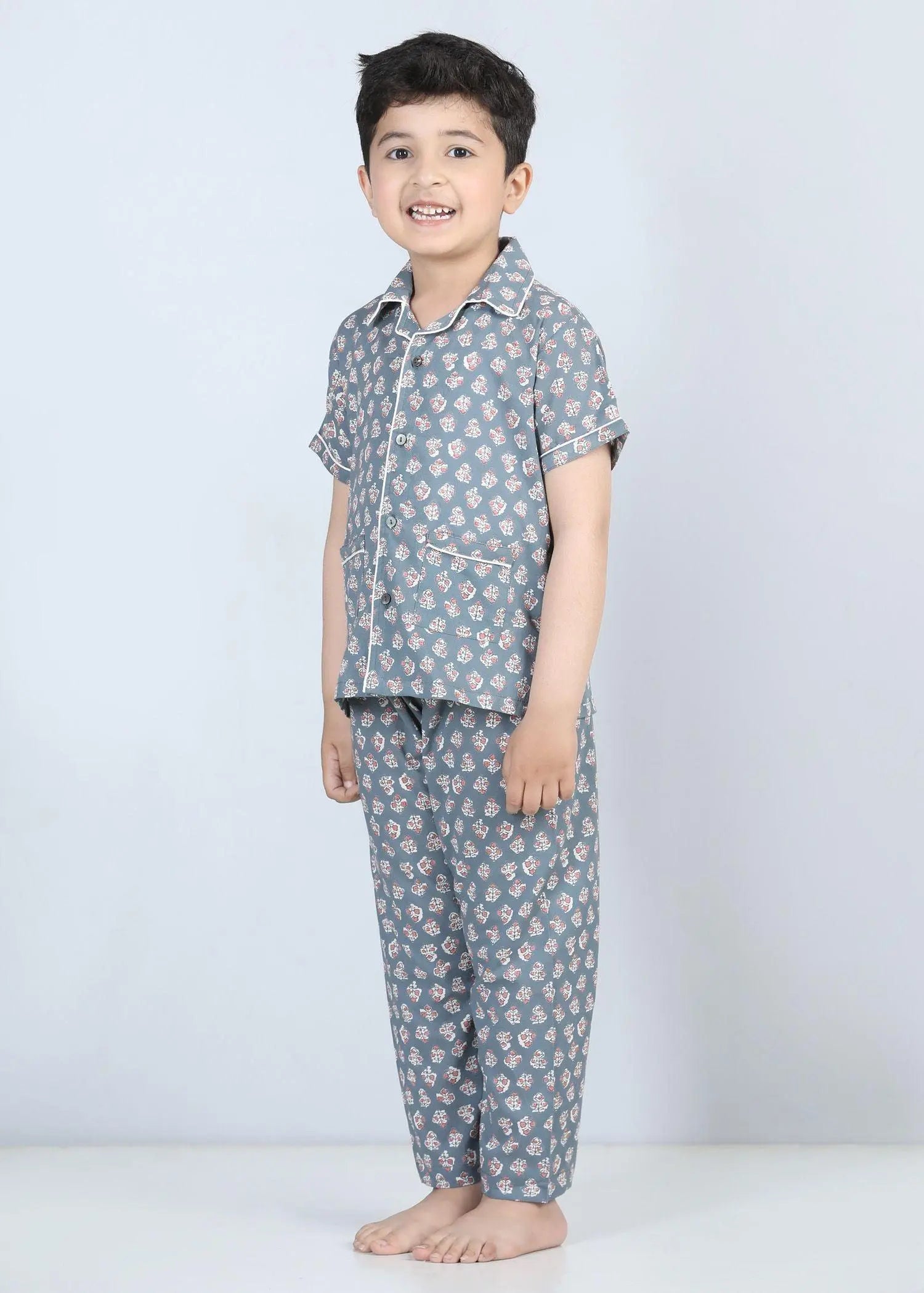 Iris Grey Half Sleeve Cotton Night Suit Boy (1-12 Years)