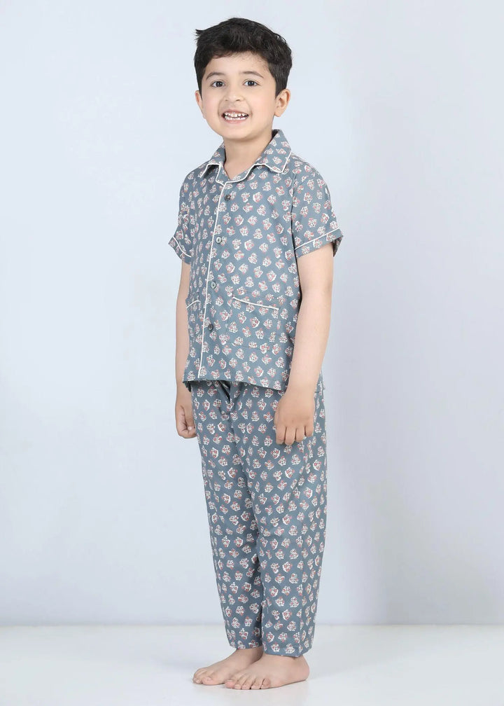 Iris Grey Half Sleeve Cotton Night Suit Boy (1-12 Years)