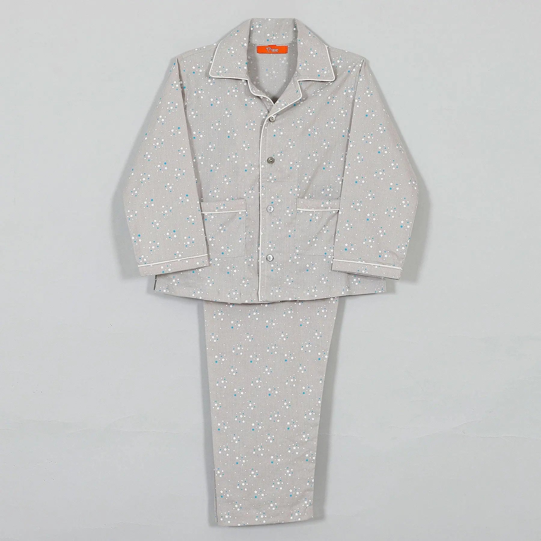 Star Grey Cotton Full Sleeve Nightsuit Boy (0-12 Years)