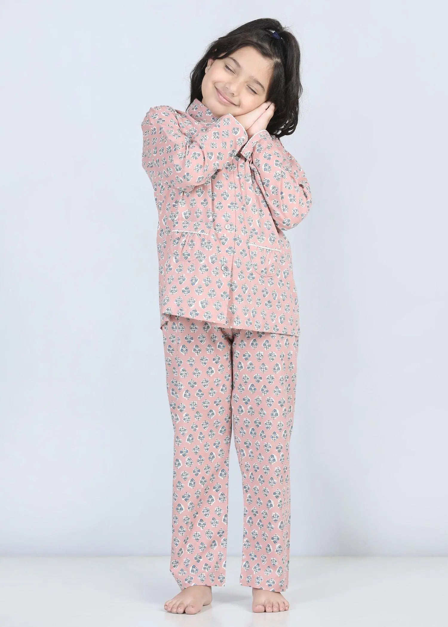 Iris Grey Full Sleeve Cotton Nighsuit Girl (1-12 Years)