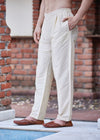 Solid Cream Color Polyster Straight Pyjama