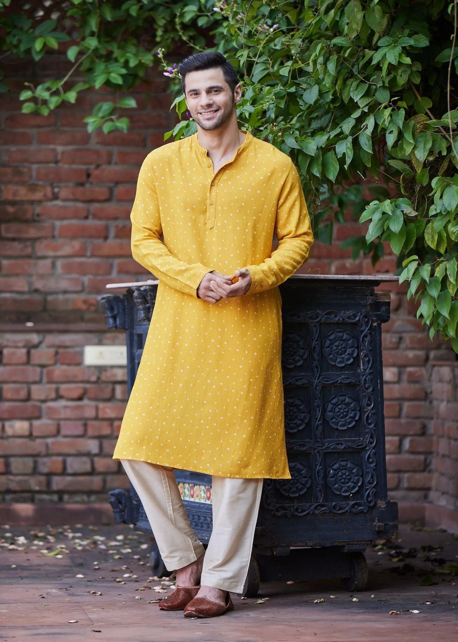 Solid Cream Color Polyster Straight Pyjama