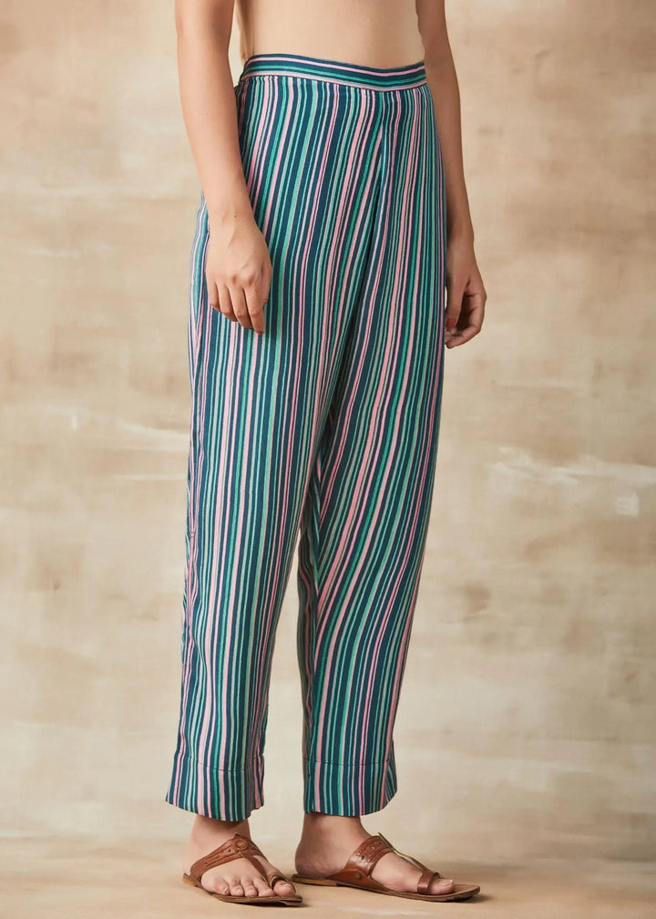 Green Tapered Straight Pants