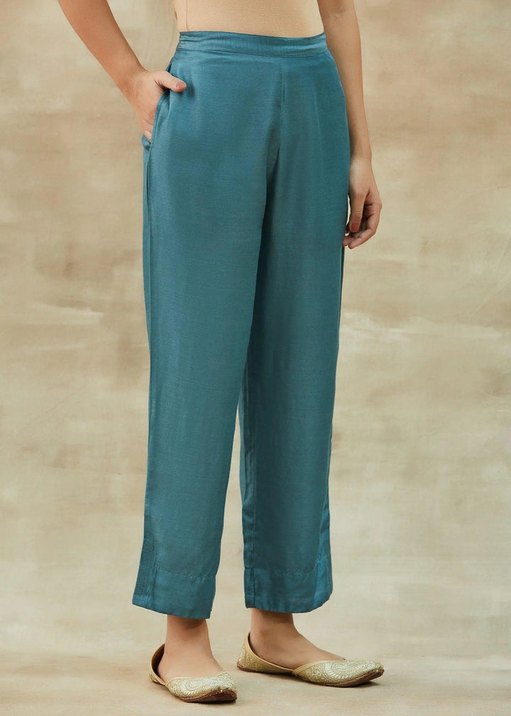 Mineral Blue Tapered Straight Pants