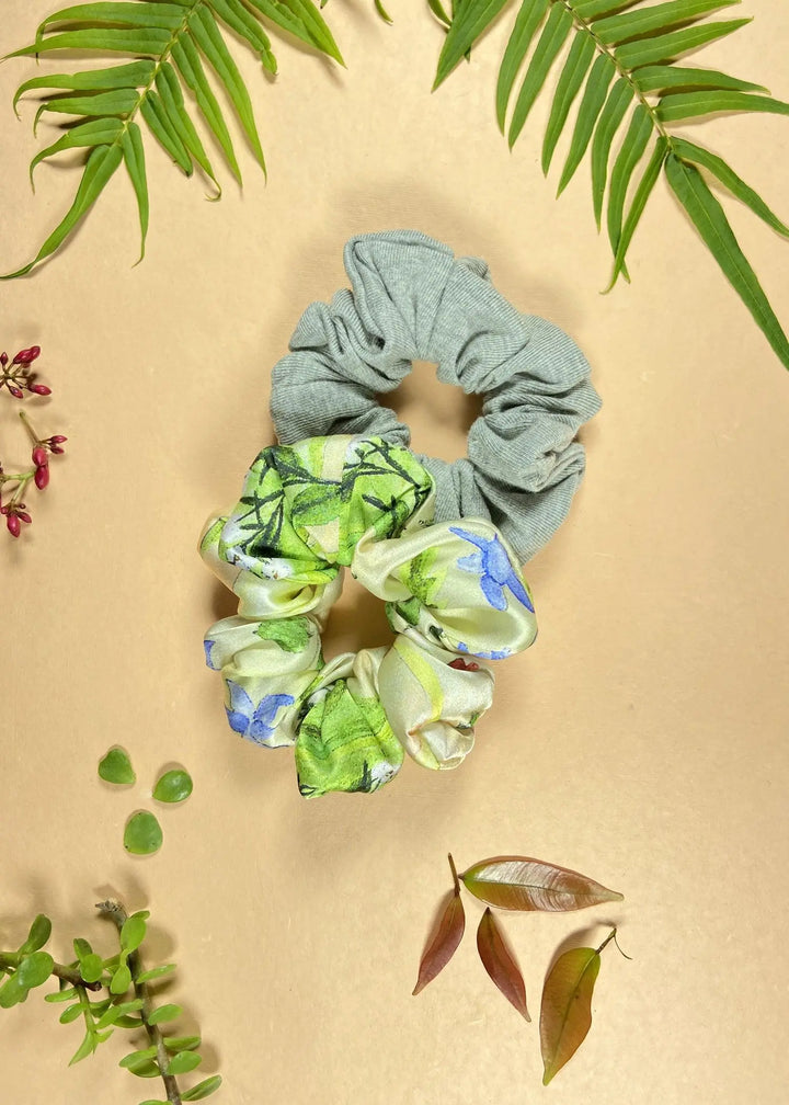 Scrunchies (Set of 2) Green/Grey Medium
