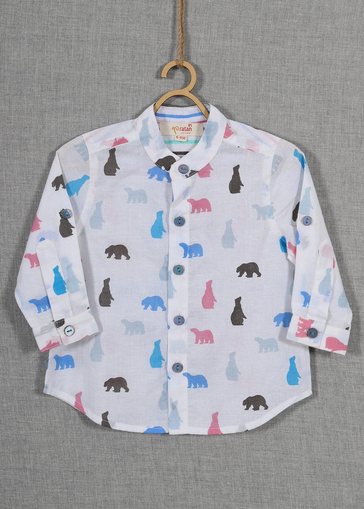 Bear white Cotton Shirt Baby Boy (6-24 months)