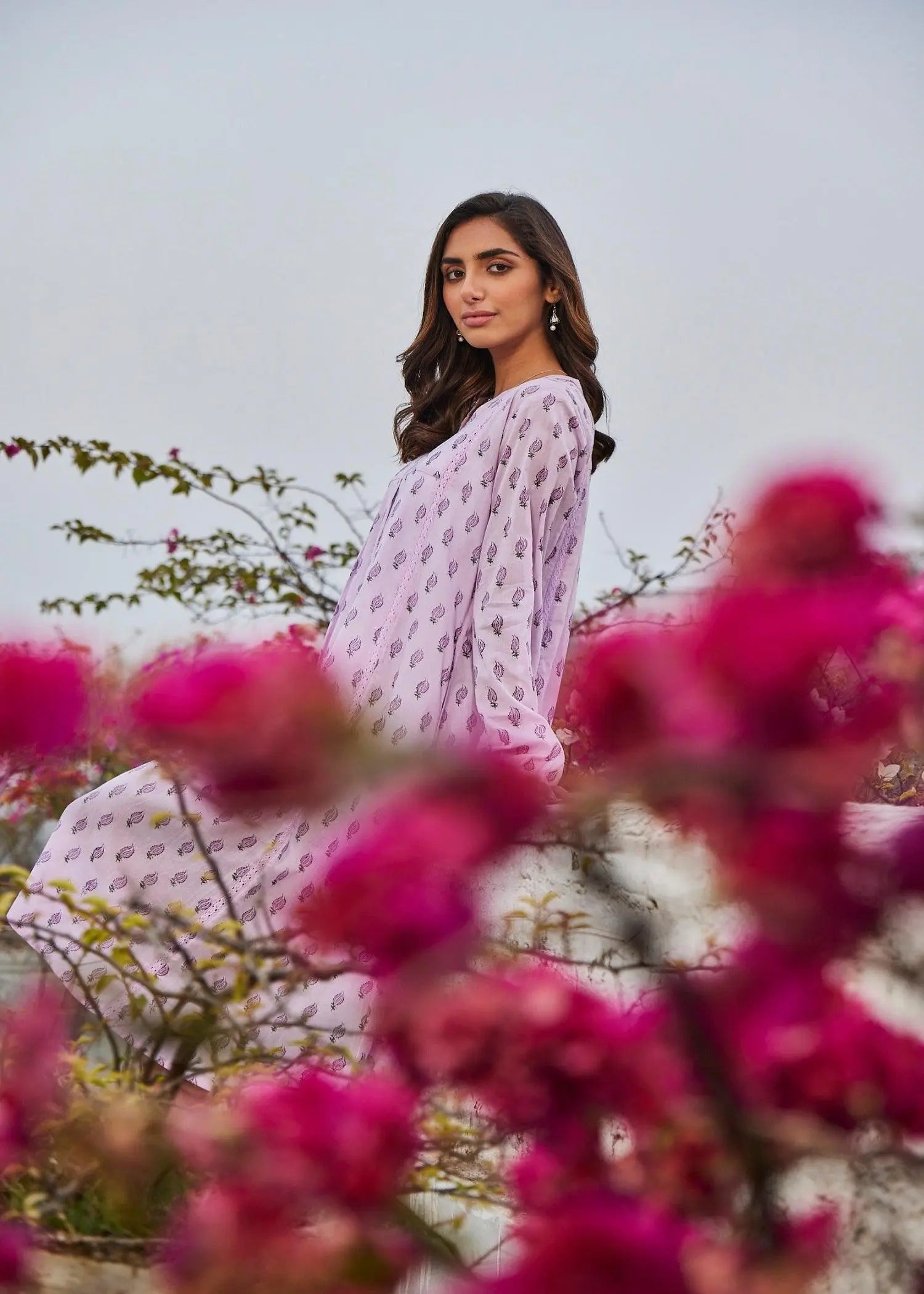 Laila Lilac Loose Fit Voile Dress