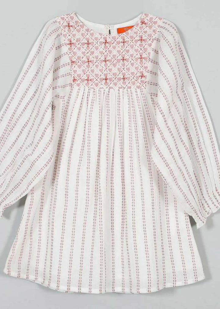 Shimmer White Cotton Dress Girl (2-9 Years)