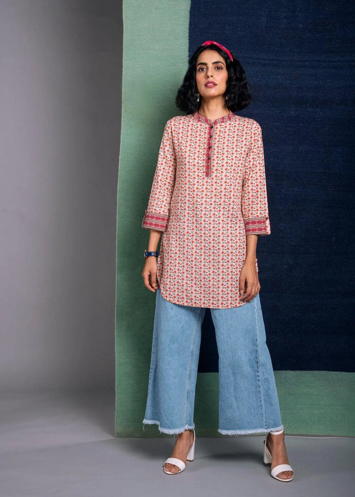 Aashna Beige Straight Cotton Top