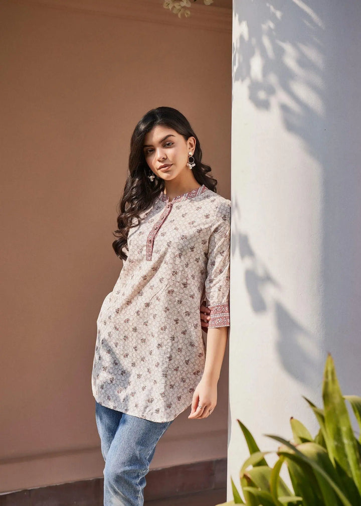 Aashna White and Pink Cotton Top