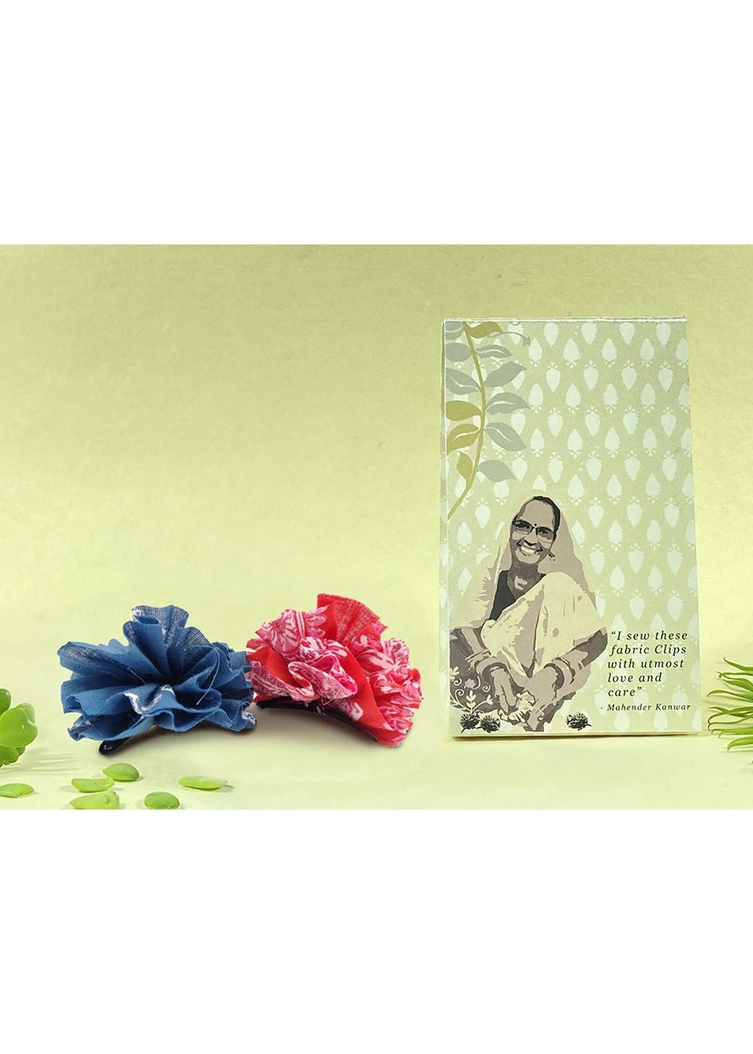 Flower Hair Clip Pink/Blue (Set of 2)