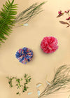 Flower Hair Pins Pink/Blue (Set of 2)
