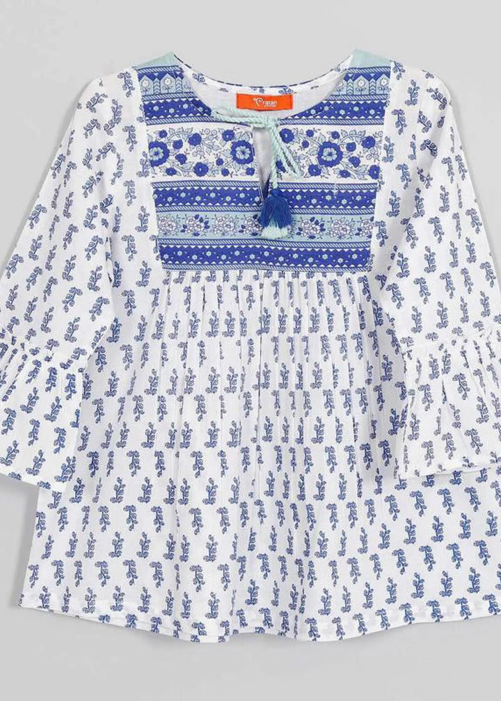 Yukta White Cotton Top Girl (2-12 Years)