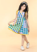 Gingham Multi Cotton Angrakha Dress Girls (6 Months -12 Yrs)
