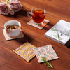 Leaf Peach Cotton Quilted Coaster (Set Of 4)