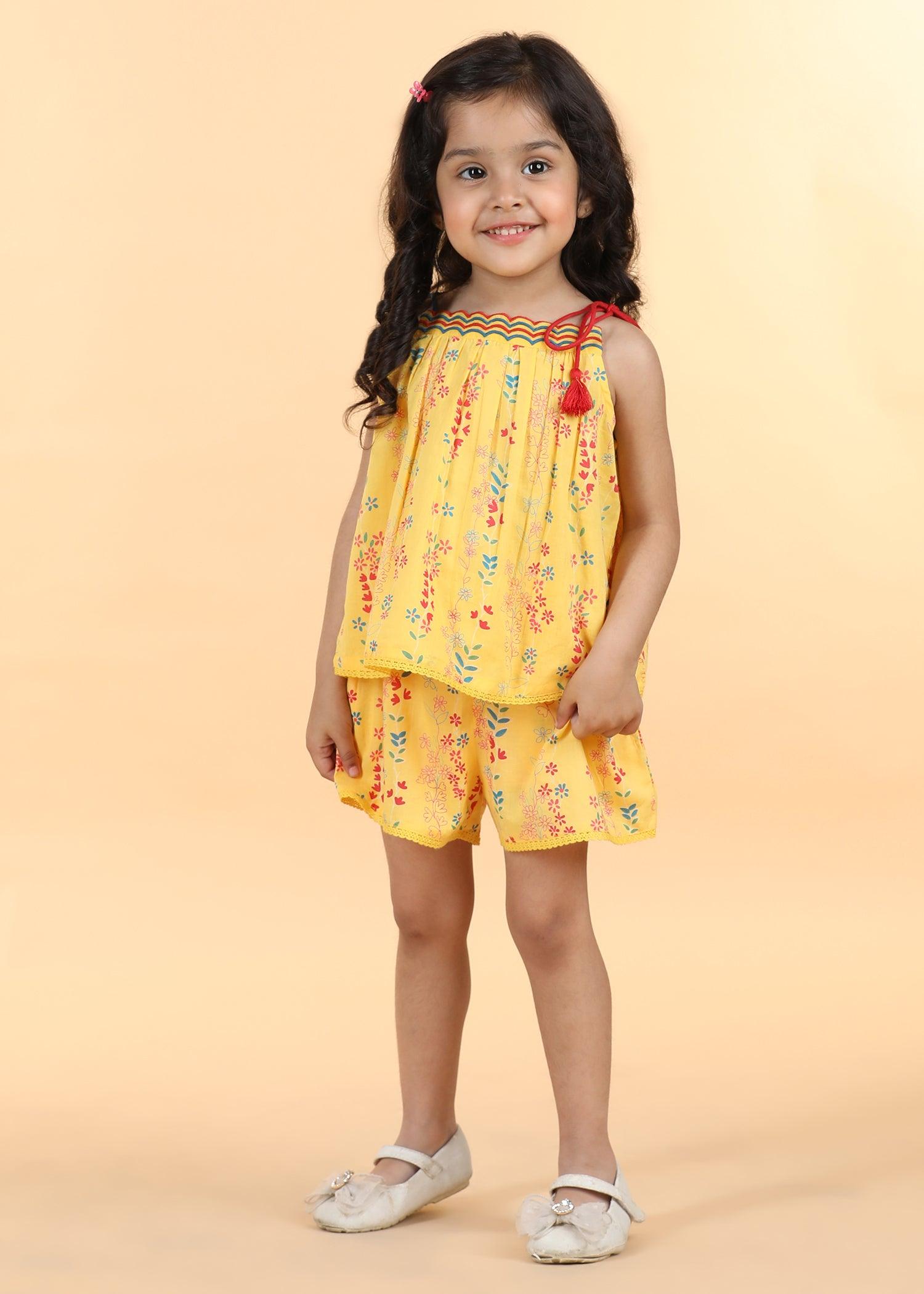 Yellow Cotton Strappy Top Girls (6 Months -12 Yrs) Ratan Texprocess Pvt. Ltd