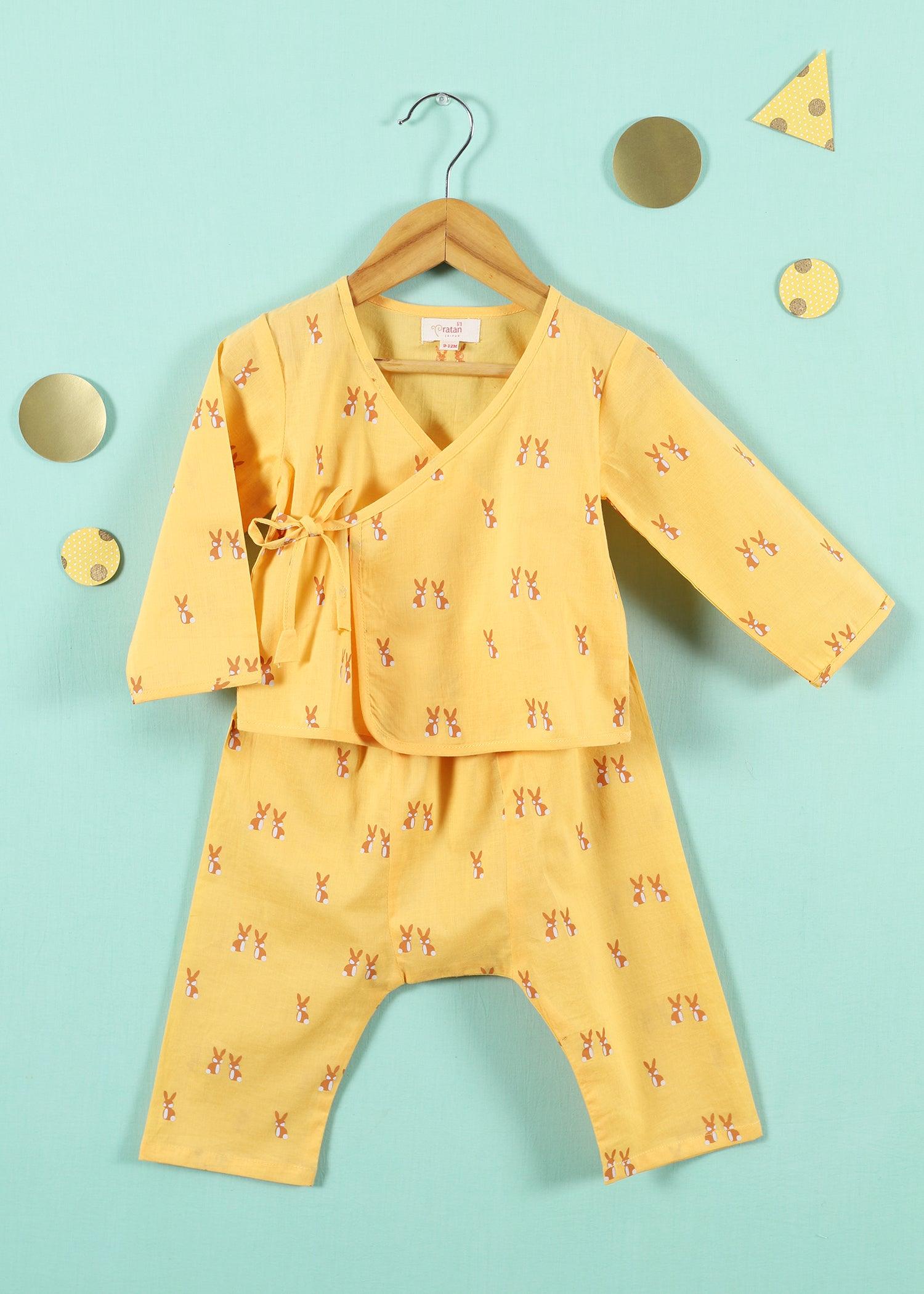 Rabbie Honey Cotton Angrakha Unisex Nightsuit Baby (6-18 Months) Ratan Texprocess Pvt. Ltd