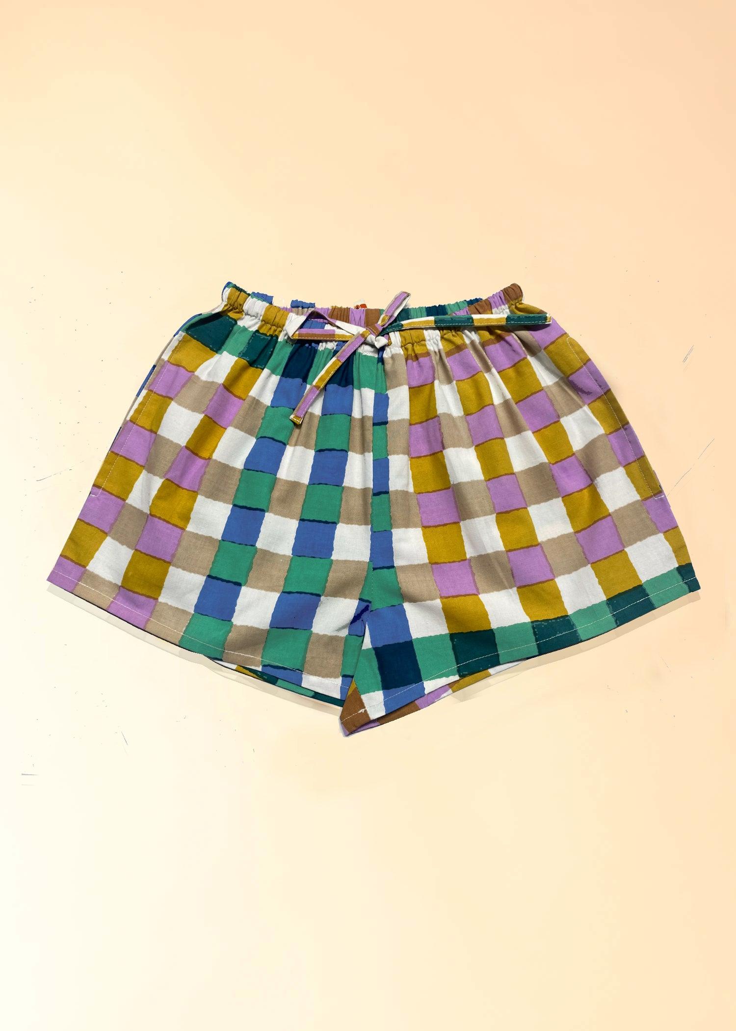 Gingham Multi Poplin Shorts Girls (1 Yr -12 Yrs) Ratan Texprocess Pvt. Ltd