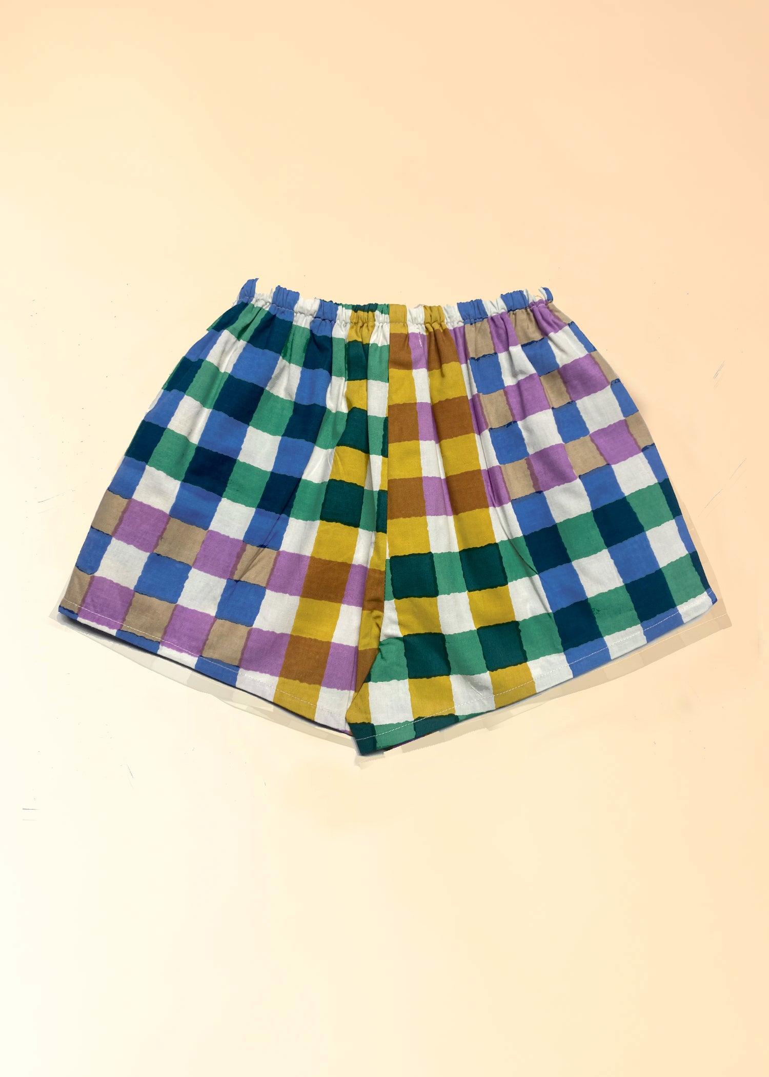 Gingham Multi Poplin Shorts Girls (1 Yr -12 Yrs) Ratan Texprocess Pvt. Ltd