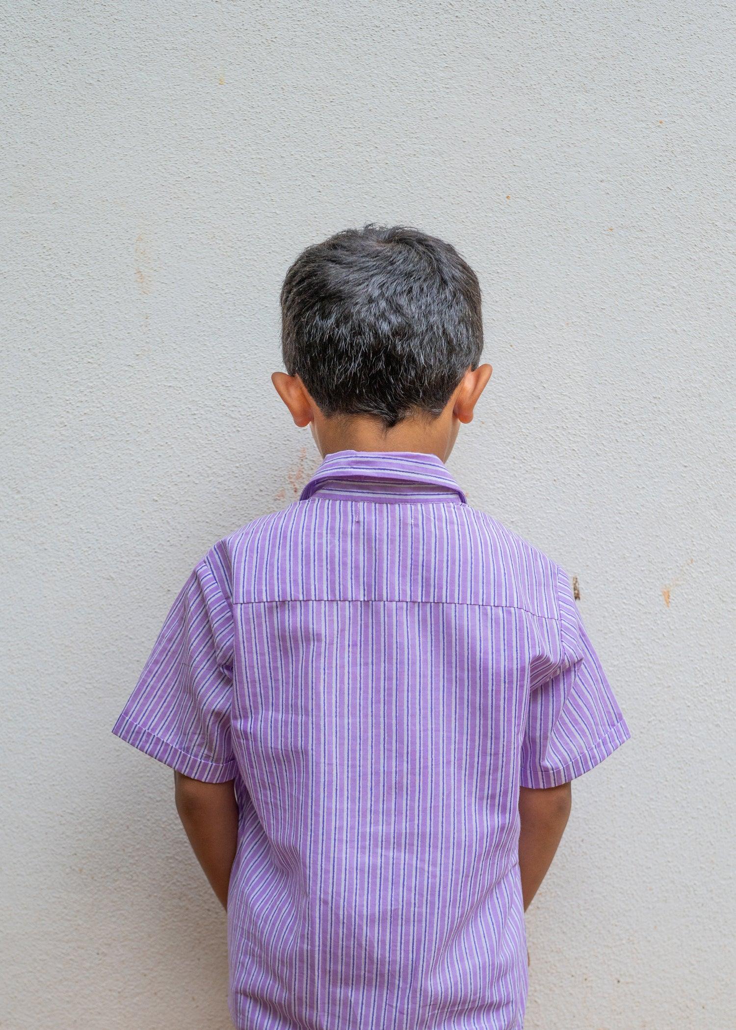 Purple Cotton Boys Shirt