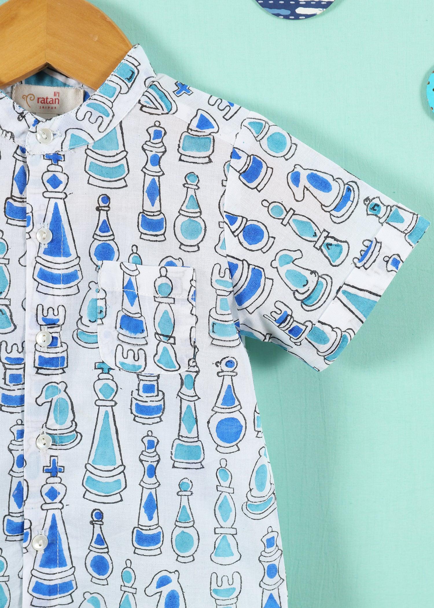 Shatranj Blue Cotton Harshit Baby Boy Shirt (6-24 Months) Ratan Texprocess Pvt. Ltd