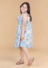 Flower Bed Blue Cotton Takshita Dress Girls (6 Months- 9 Years)