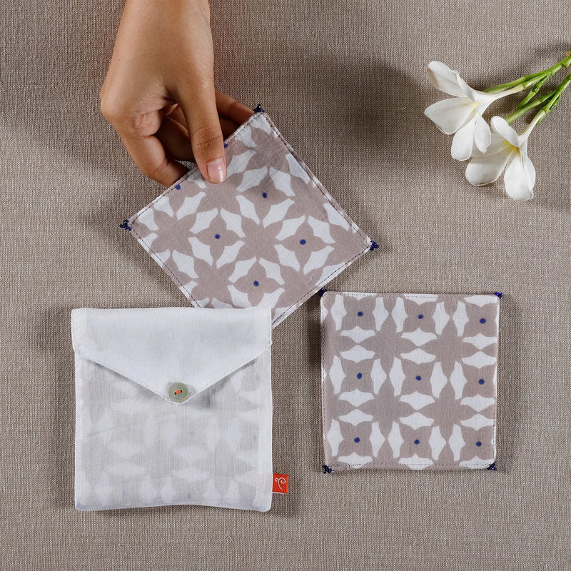 Geo Light Brown Cotton Coaster Set Of 4