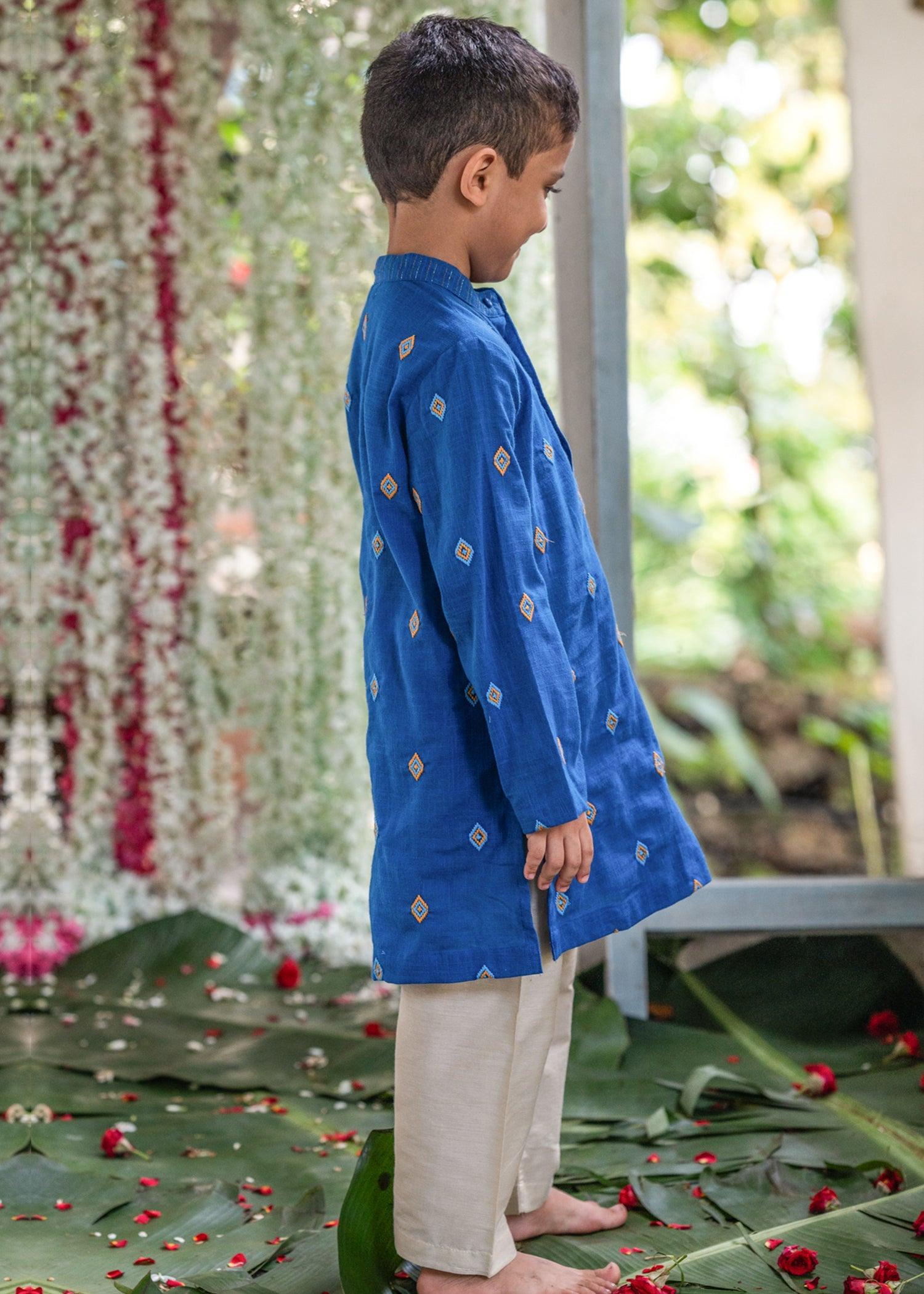 Utsav Blue Embroidered Kurta Boys (6 Months-14 Years)