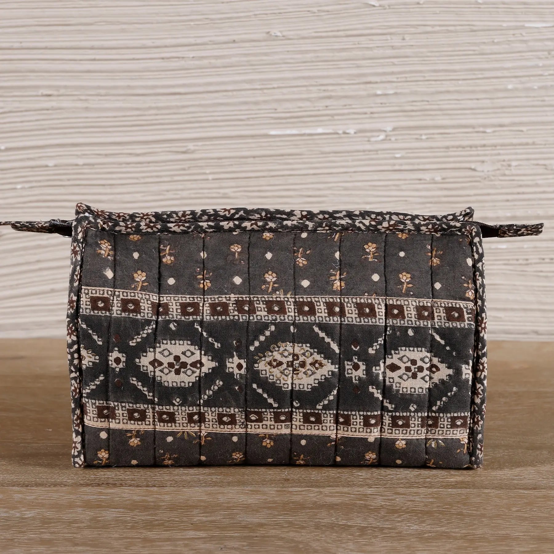 Buti Brown Quitlted Cotton Toilet Bag