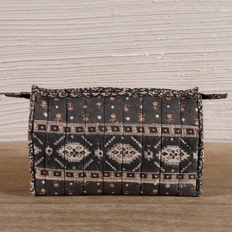 Buti Brown Quitlted Cotton Toilet Bag