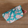 Big Flower Green & Pink Quilted Cotton Trinket Pouch